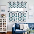 thumbnail image 2 of Mid Century Bohemia Kitchen Curtains Valances and Tiers Set of 3 Abstract Boho Pattern Blue Green Teal Geometric Tier Curtains and Valance with Rod Pocket for Small Windows, 27.5"x36", 2 of 9