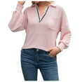 thumbnail image 1 of Haut Décontracté Léger Jeune Col Rond Imprimé Polyester Blouse Chemise (Rose, m), 1 of 4