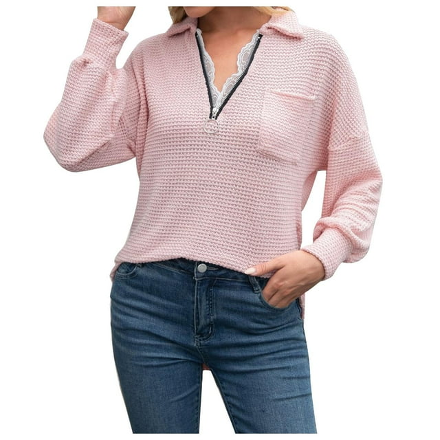 Haut Décontracté Léger Jeune Col Rond Imprimé Polyester Blouse Chemise (Rose, m)