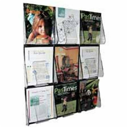 Nine Pocket Magazine Rack - Deflect-O Corporation DEF56801 Magazine Wall Rack- 9 Pocket- 27-. 38inchx2-. 88inchx35-. 25inch- Clear