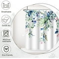 thumbnail image 6 of Green and Blue Eucalyptus Shower Curtain, Watercolor Spring Plant Leaves with Floral Shower Curtain Waterproof Fabric Shower Curtain Set with Hooks, 72x72 Inch, 6 of 6
