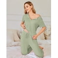 thumbnail image 2 of Conjunto de pijama Ekouaer para mujer de manga corta con botones, color verde claro, 2 of 6