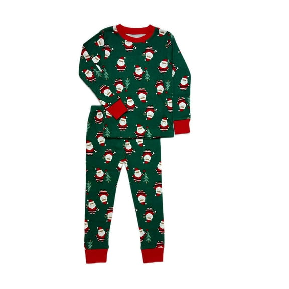 Carter's Toddler Boy's Santa and Christmas Trees Green Christmas Pajama Set (Size 3T)