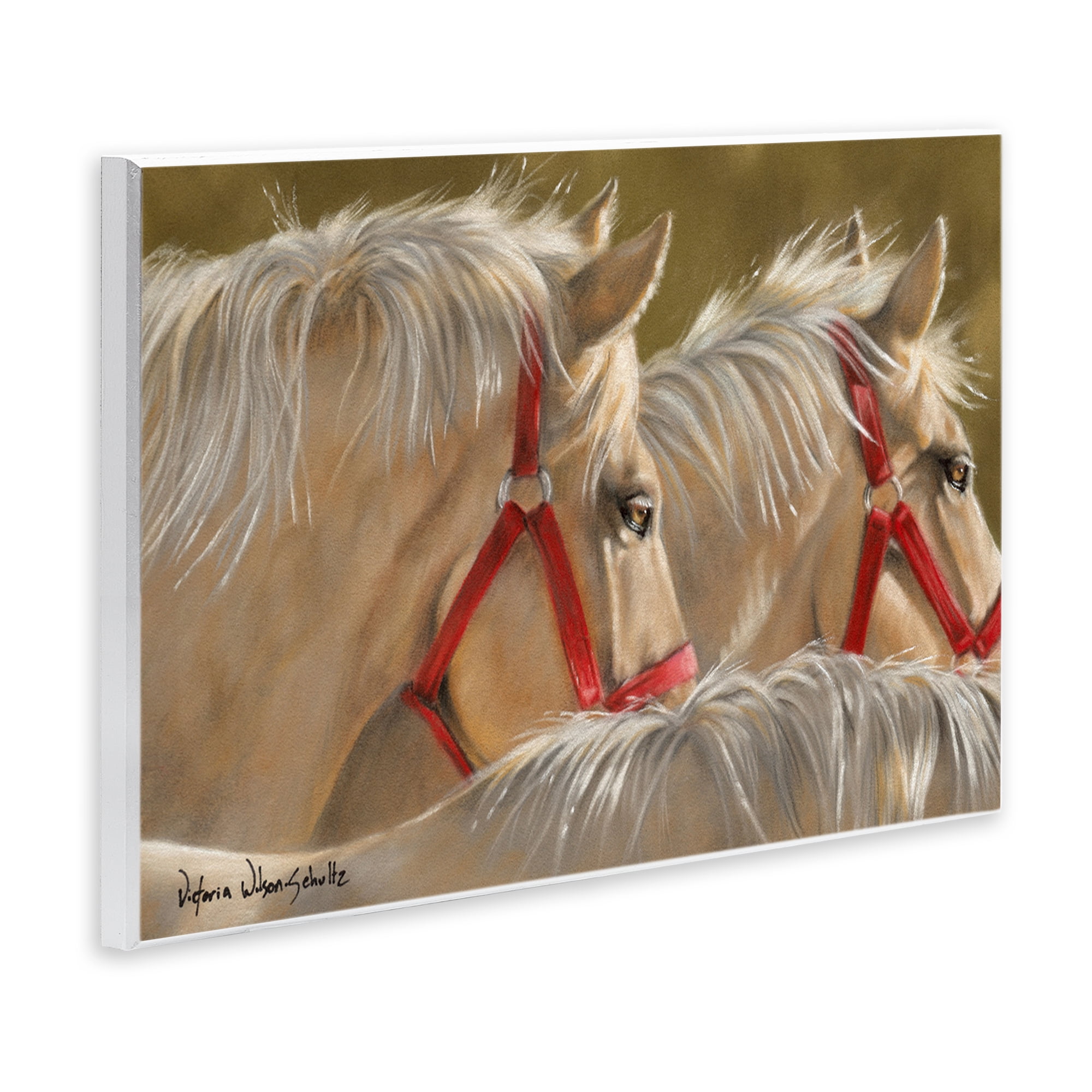 Stupell Industries Horses with Red Bridles Animals & Insects Painting Unframed Art Print Wall Art, 19 x 13