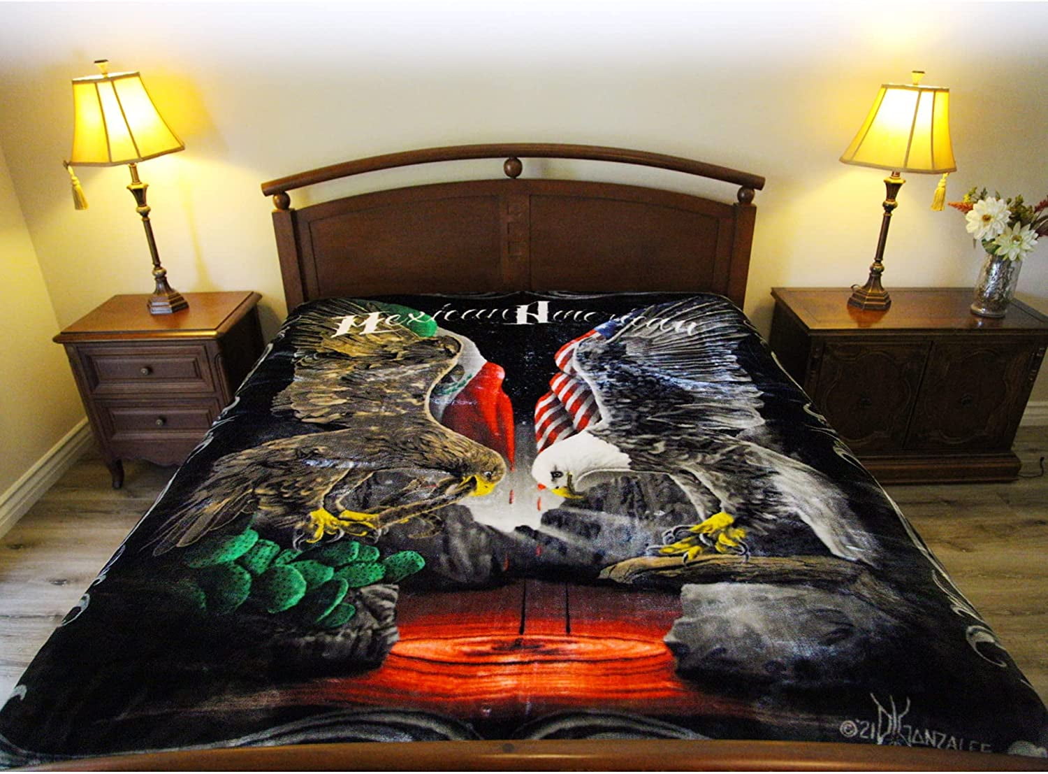 Plush Throw Blanket Mexican American QUEEN BED 79