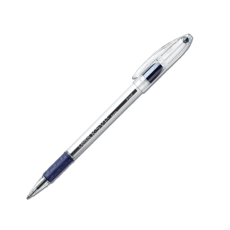 Pentel R.S.V.P. Ballpoint Stick Pens, Fine 0.7mm, Blue Ink