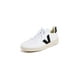 thumbnail image 1 of Tenis Veja V-10 de piel sintética blanca/negra con cordones para mujer, 1 of 4