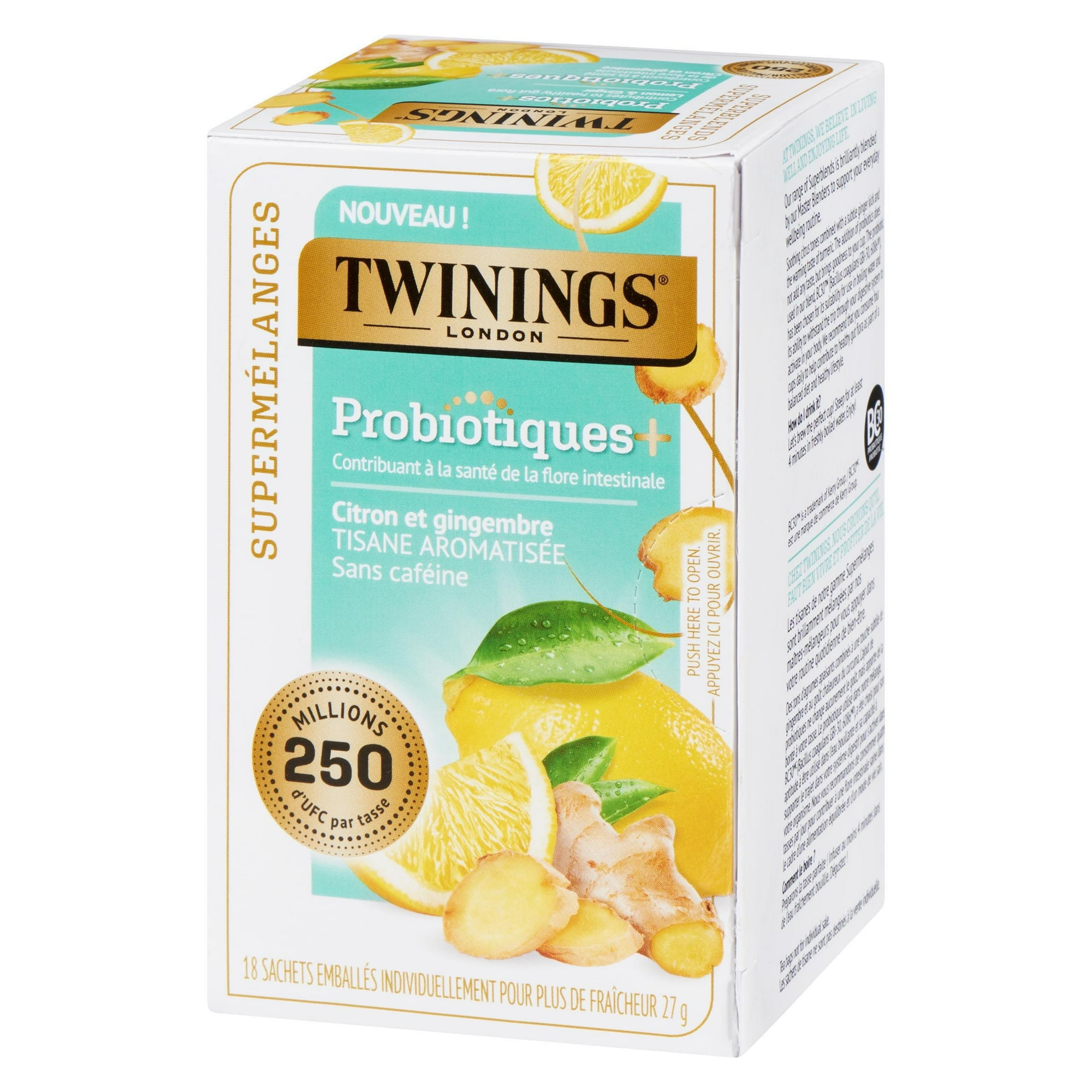 Twinings Superblends Probiotics+ Lemon & Ginger 18 Tea Bags, Lemon & Ginger