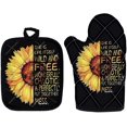 thumbnail image 1 of Text Sunflower Design 2pcs Oven Mitts & Potholders Stes Washable Non-Slip Insulated Hot Grilling Gloves for Kitchen Dining BBQ Baking Cooking, 1 of 7