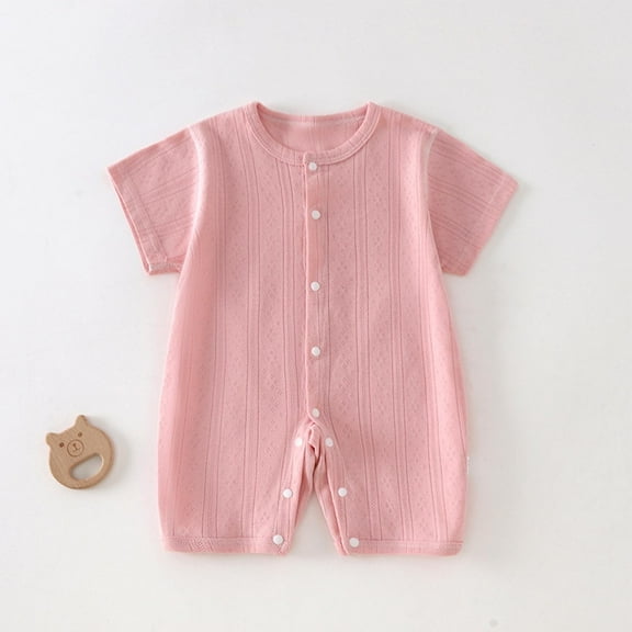 TMOYZQ Newborn Baby Romper Cotton Ribbed Onesie Infant Short Sleeve Jumpsuits