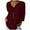 Burgundy, variant on Lovskoo Cotton Linen Summer Tops for Women 2024 V Neck Long Sleeve Loose Slim Solid Color Top Navy