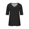 thumbnail image 5 of Nrmvnmi Women's V Neck T Shirts Half Sleeve Tops Casual Solid Color Summer Tees Mothers Day Gifts, 5 of 6