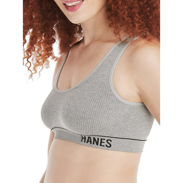 Hanes Originals Women's Seamless Rib Scoop Crop Bralette, ComfortFlex Fit,  Style MHB006 