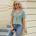 thumbnail image 5 of FLMEI Summer T-Shirts Tees for Women's Causal Loose V Neck Blouses Tops Lightweight Short Sleeve Casual T-Shirts S-XXL, 5 of 10