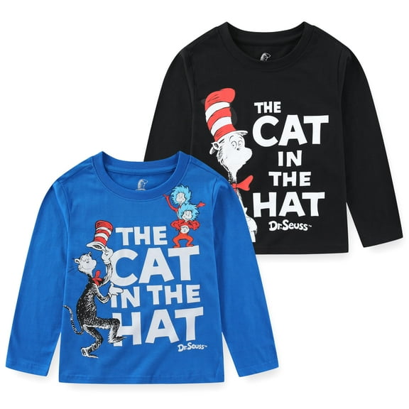 Dr. Seuss Cat in the Hat Long Sleeve Shirt (Boys), 2 Pack, Sizes 3T-7