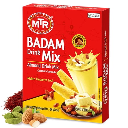 MTR Badam Drink Mix (200g, Pack of 1) – Premium Almond Mix with Saffron & Cardamom, Quick to Prepare, Authentic Indian Flavor, Ideal for Beverages & Desserts, No Preservatives