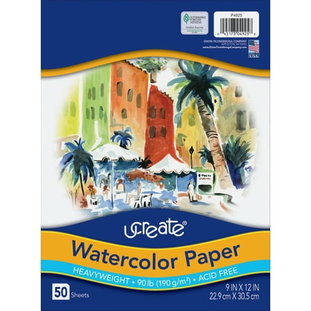 UPC: 0045173049258 | Ucreate Watercolor Paper White Package 90 lb. 9 x 12 50 Sheets Painting Arts Kids Teens Adults P4925