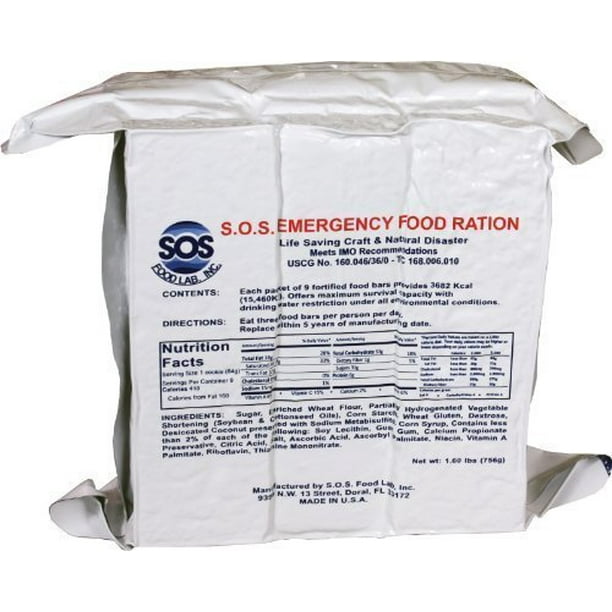 S.O.S. Rations Emergency 3600 Calorie Food Bar 3 Day / 72 Hour