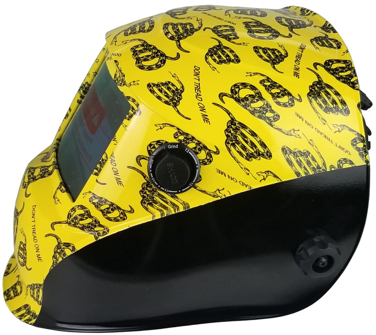 Don't Tread On Me Yellow Pattern Hydro Dipped Auto Darkening Welding Helmets