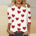 thumbnail image 2 of GA WEIHUA Deals,2025 Valentine's Day Shirts Women Comfy 3/4 Sleeve T Shirts Cute Love Heart Graphic Tees Blouses(Watermelon Red,L), 2 of 5