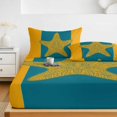 thumbnail image 6 of Cal.King Size Fitted Sheet Set - Orange Yellow Blue Starfish 3 Piece Bedding Sets 16" Deep Pocket Fitted Sheet with 2 Pillowcases, Summer Beach Coastal Modern Brushed Microfiber Luxury Bed Sheets, 6 of 9