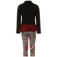 thumbnail image 2 of Big Girls 4 Pieces Girl Pant Set Long Sleeve Jacket Necklace Floral Plaid Pant Tank Top Burgundy 14 (J21KS41), 2 of 4