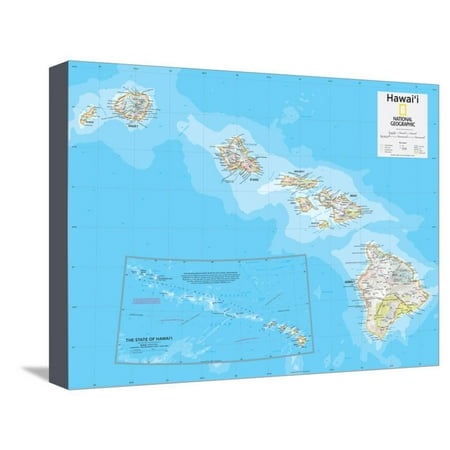 Christmas Island World Map 2014 Hawaii - National Geographic Atlas of the World, 10th Edition Stretched Canvas Print Wall Art By National Geographic Maps ()