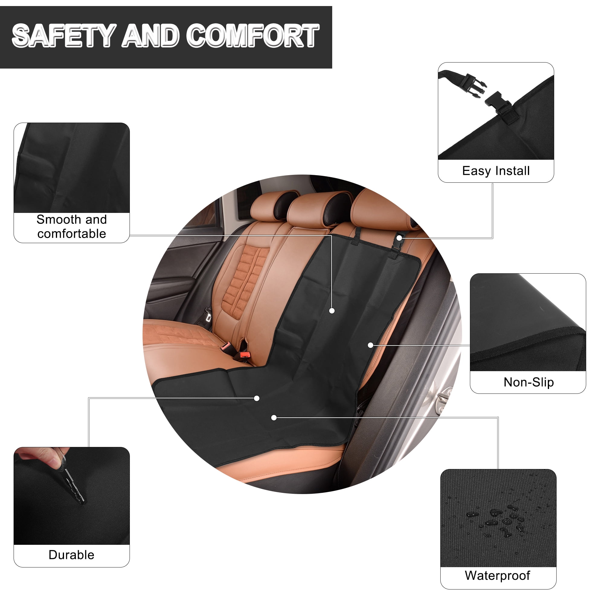 Unique Bargains Universal Car Front Pet Dog Back Seat Cover Protector Waterproof Black