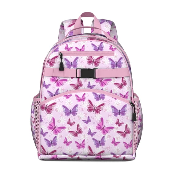 Butterfly and Floral Students Backpack Cute Colorful Pattern with Artistic Watercolor Butterflies for s