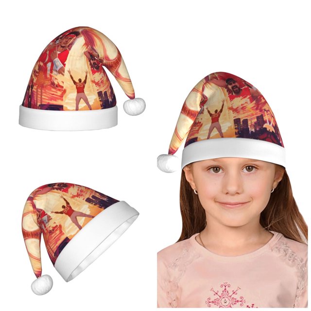 Gorro de Papá Noel de peluche para niños y adolescentes de 4 a 12 años de KC Chiefss, gorro navideño para niños y niñas, regalo para fiestas navideñas, protección contra el frío y calidez