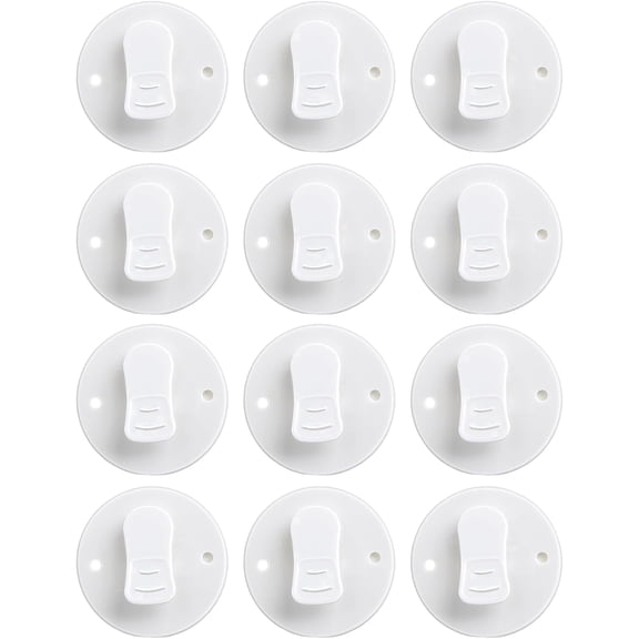 12 Pack White Shower Curtain Clips – Self Adhesive Showers Curtains Weights for Home Inside Windproof and Water Splash Proof