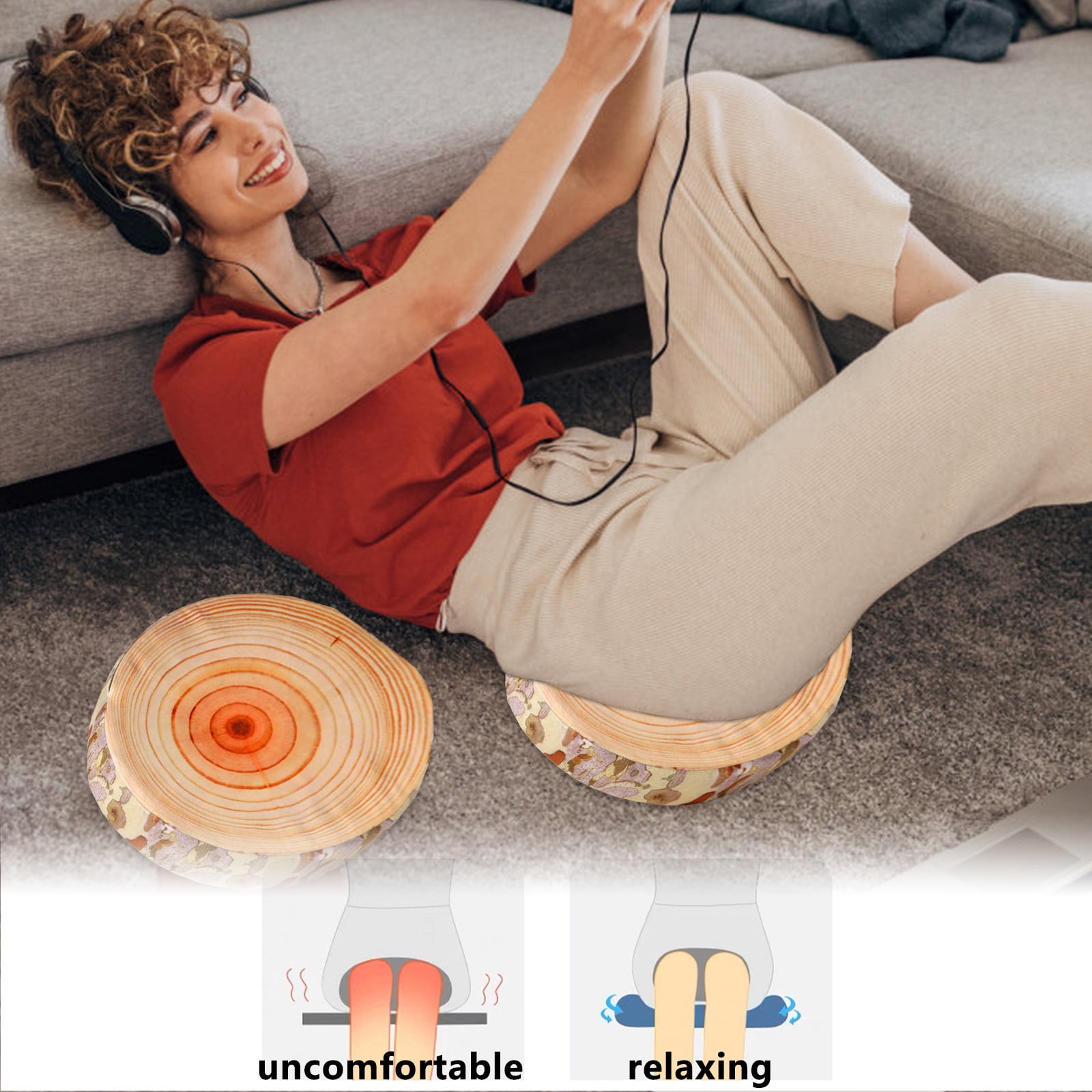 UsTZtai Tree Stump Pillow, Cylindrical Log Cushion for Car and