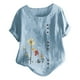 thumbnail image 2 of ICHUANYI Clearance Women Casual Plus Size Printed Loose Button Tunic Shirt Blouse Tops(Blue, S) ICHUANYI WER2023080703081, 2 of 3