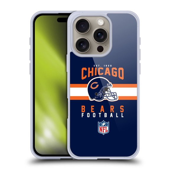 Head Case Designs NFL Chicago Bears Graphics Helmet Typography Soft Gel Case for Apple iPhone 16 Pro