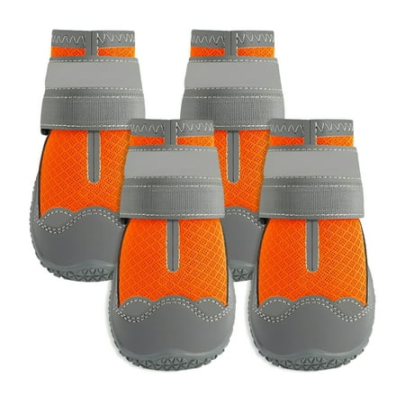 TELOLY 4Pcs Dog Shoes Stretch Lining Dog Boots Paw Freedom Dog Shoes Large Size Dogs Orange 2.8in