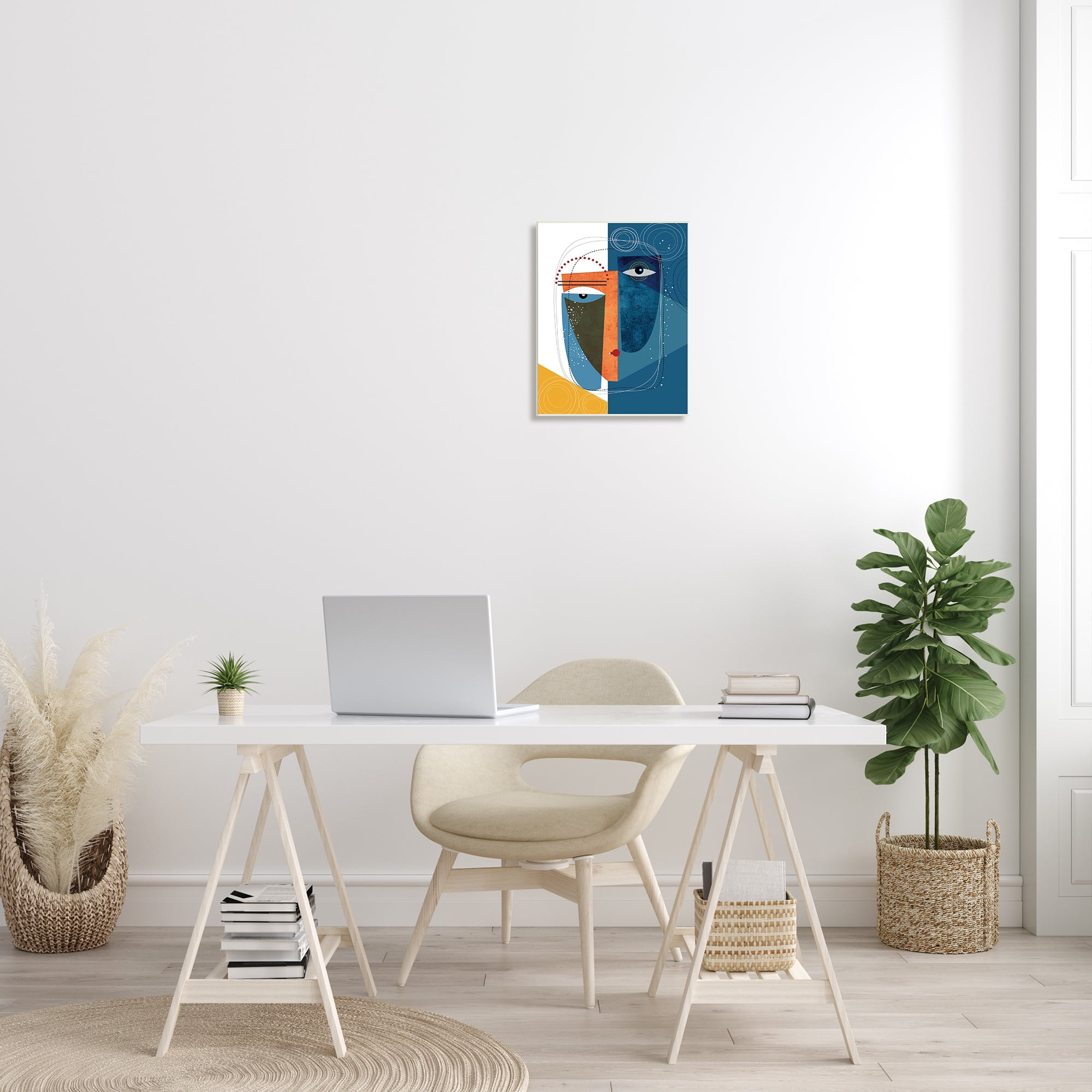 Stupell Industries Modern Facial Abstraction Contrasting Deco Eye Shapes, 13 x 19, Designed by Ishita Banerjee