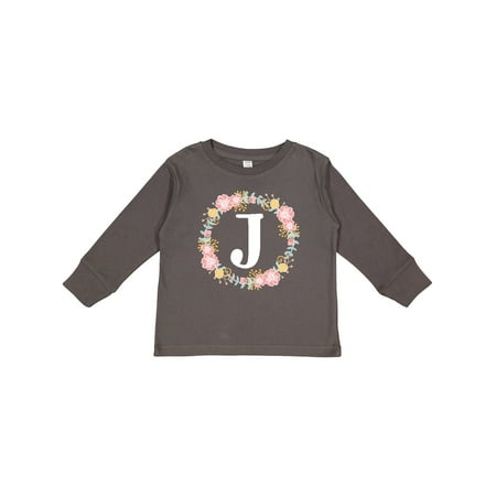 

Inktastic Monogram Letter J Floral Rose Wreath Gift Toddler Toddler Girl Long Sleeve T-Shirt