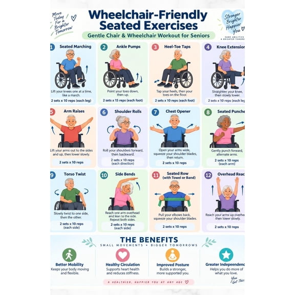 Senior Bed Exercise Poster Elderly Workout Routine poster, Helpful ...