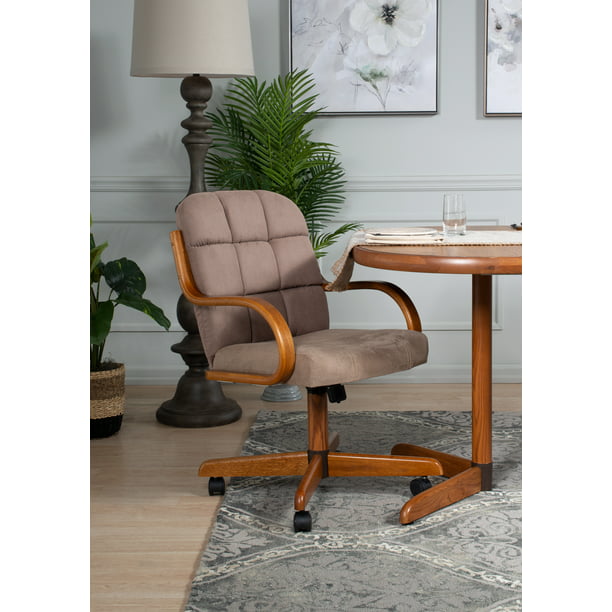 Brown Caster Chair Tilt Rolling And, Casual Dining Chairs With Wheels