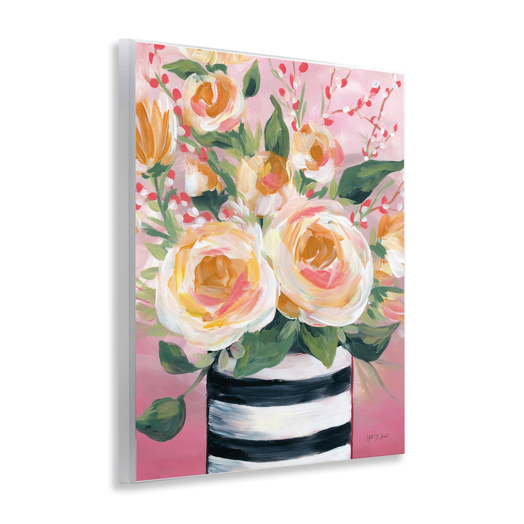 Stupell Industries Spring Blooms in Striped Vase Wall Plaque Art, design by Yvette St. Amant