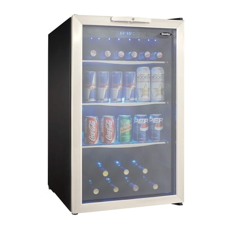 Danby 4.3 cu ft Beverage Center with Glass Shelves and Stainless Steel Trim Door, Stainless Steel