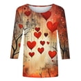 thumbnail image 5 of Valentines Day Gift TMOYZQ Womens Crewneck Tops Plus Size Casual 3/4 Sleeve Pullover Tops Fashion Love Heart Graphic Blouse Valentine's Day Clothes, 5 of 5