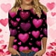 thumbnail image 1 of RKSTN Valentines 3/4 Sleeve Tops for Women Oversized Crewneck Valentine's Day Graphic Printed Short Sleeve T Shirt Womens Casual Round Neck Loose Comfy Loves Heart Print Three Quarter Sleeve Shirts, 1 of 6