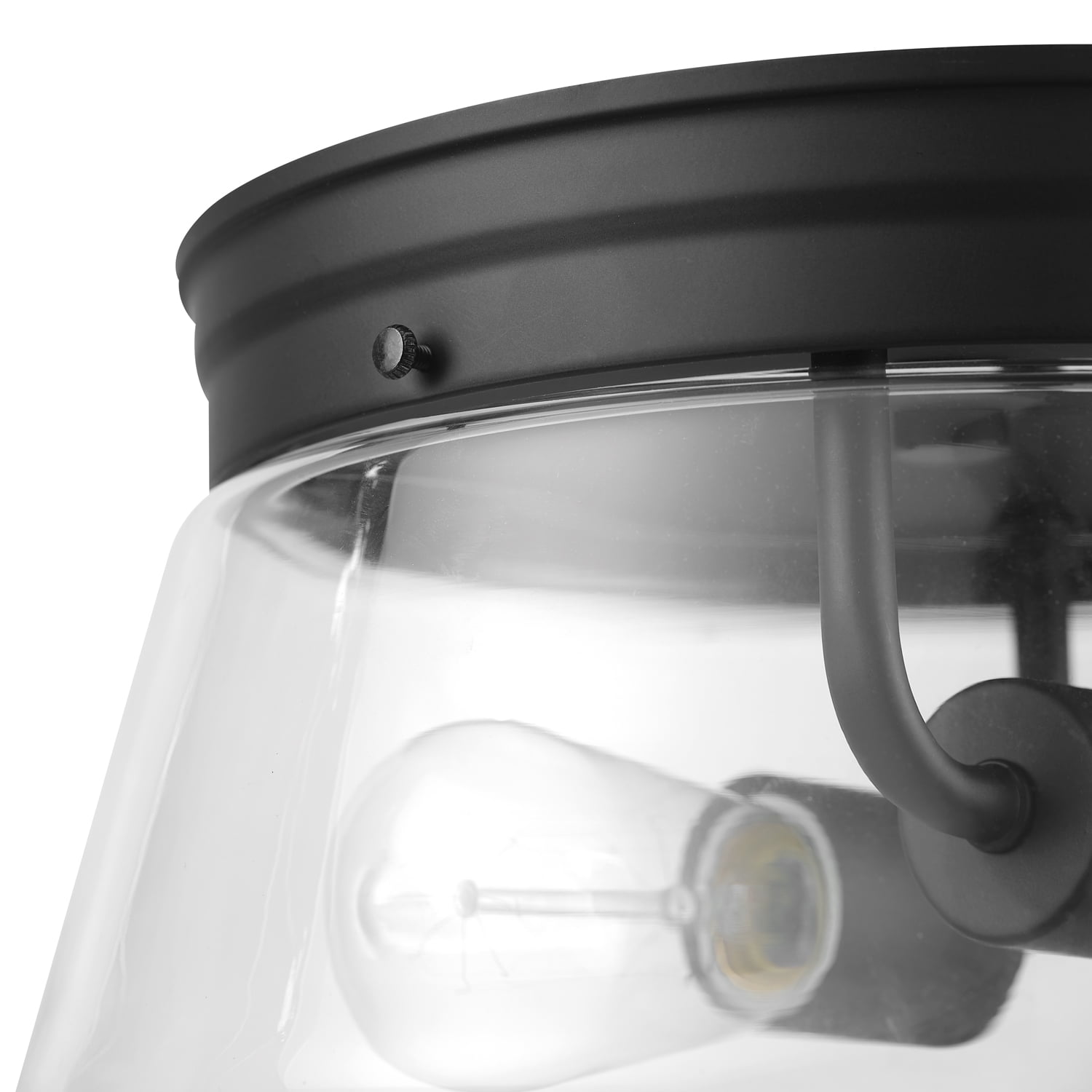 Globe Electric Aleyna 2-Light Matte Black Outdoor Flush Mount Ceiling Light with Clear Glass Shade, 44777