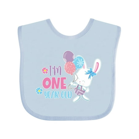 

Inktastic I m 1 Year Old Easter Birthday with Cute Bunny and Balloons Gift Baby Boy or Baby Girl Bib