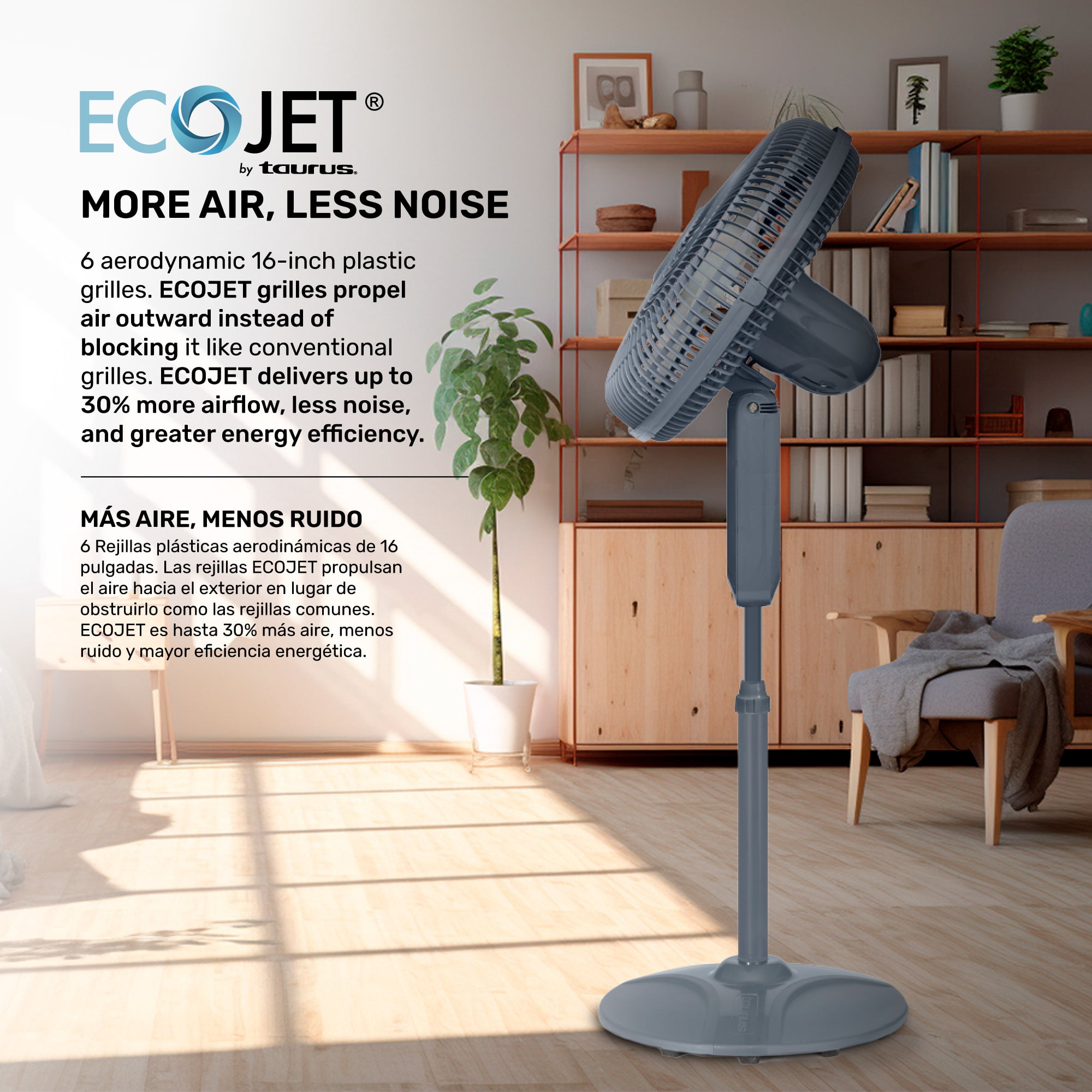Taurus Utopia 16” Pedestal Fan with Remote, Quiet Standing Fan for Bedroom & Living Room, Adjustable Height, Easy Assembly