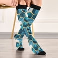 thumbnail image 5 of FORMRS Womens Knee High Socks Casual Long Thick Travel Daily Wear, 1 Pair, Light Blue Geometric Pattern, 5 of 6