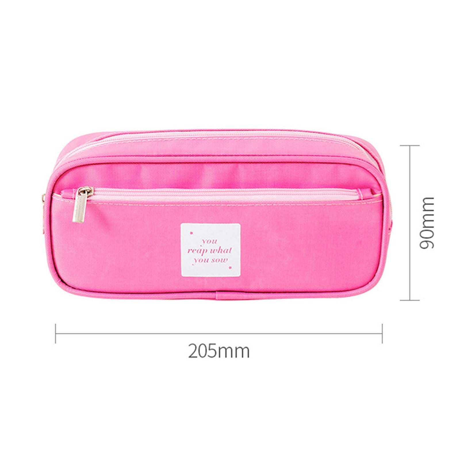 Oavqhlg3b Large Capacity Pencil Case Nylon Pencil Pouch with Zipper Double Layer Large Capacity Waterproof Pencil Bag, Size: One size, Pink