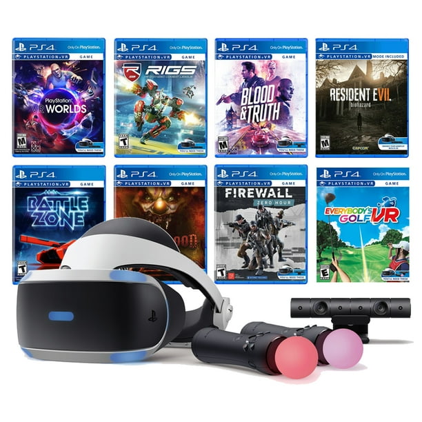Playstation Vr 11 In 1 Deluxe Bundle Ps4 Ps5 Compatible Vr Headset Camera Move Motion Controllers Vr Worlds Resident Evil 7 Firewall Zero Hour Battlezone Rigs Until Dawn Blood Truth Golf Walmart Com