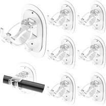 TETOU 6Pcs No Drill Curtain Rod Brackets, Self Adhesive Curtain Rod Holder, Rod Hooks Nail Free Curtain Hangers for Bathroom Bedroom Livingroom Kitchen Apartment - Transparent